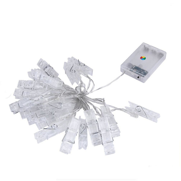 20 Led-kort Fotoklämma String Lights Batteri Julfest Bröllopsbelysning