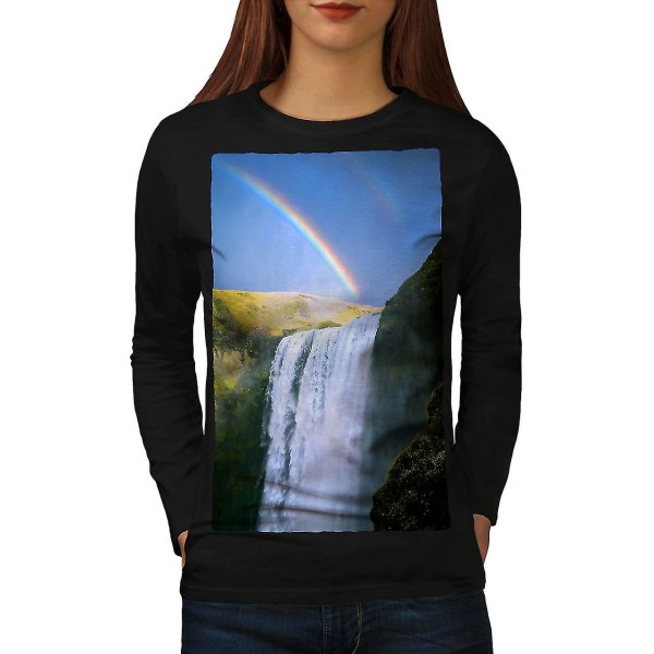 Vattenfall Rainbow Svart långärmad T-shirt för kvinnor S