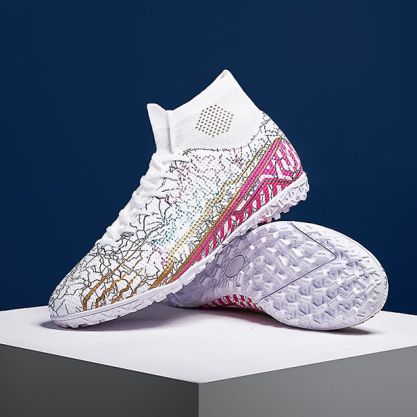 Fotbollsskor för män Halkfria fotbollsskor Klossar Gräs Fotbollssneakers 2L2311-1 White 47