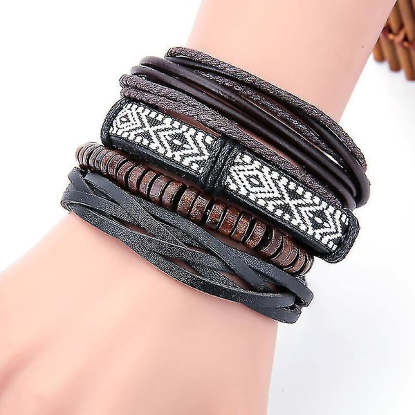 vinta Mäns Layer Blets Boho Ometric Pattern Bead