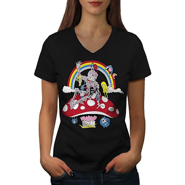 Zombie Animation Dam T-shirt med svart v-hals M