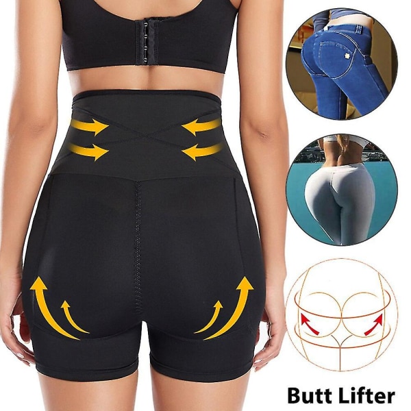 High-Wisted Waist Trainer Shapewear Body Tummy Shaper Fake Ass Butt Lifter Booties Höftkuddar Enhancer Booty Lifter,svart M