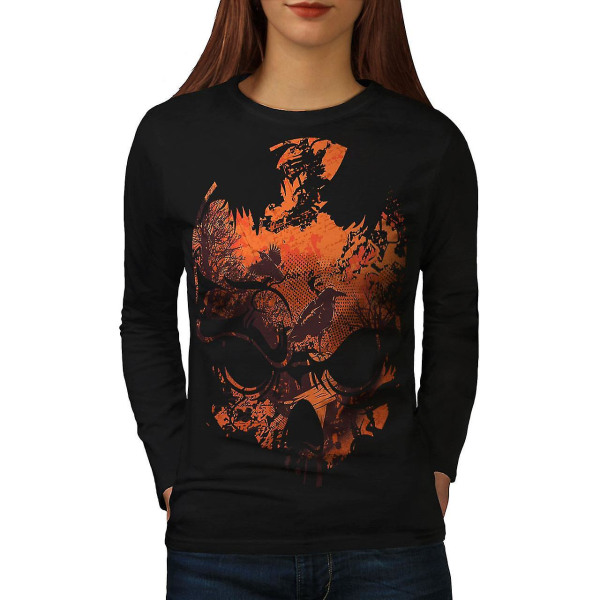 Face Head Evil Dead Women Blacklong Sleeve T-shirt | Wellcoda M