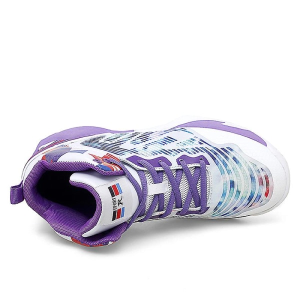 Basketskor för män Mode Dam Sneakers Andas Sportskor 3A1903 WhitePurple 43