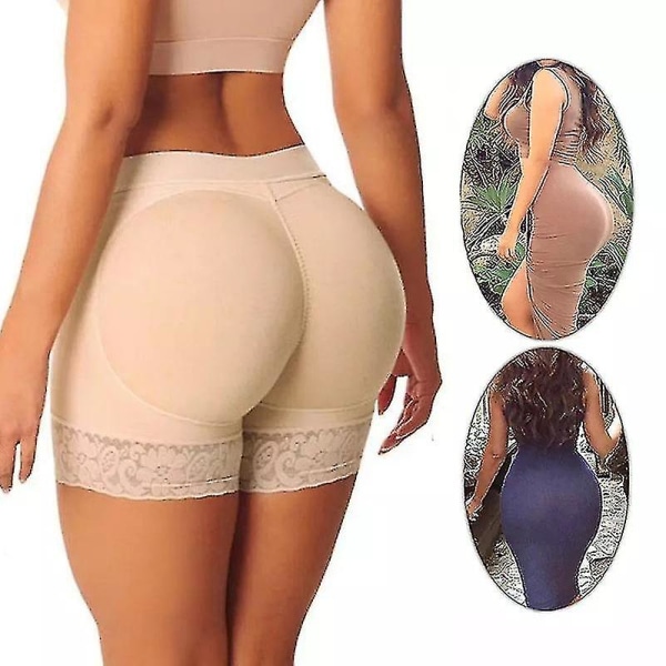 Kvinnors Butt Lifter Underkläder Spets Boyshort Enhancer Trosor BEIGE L