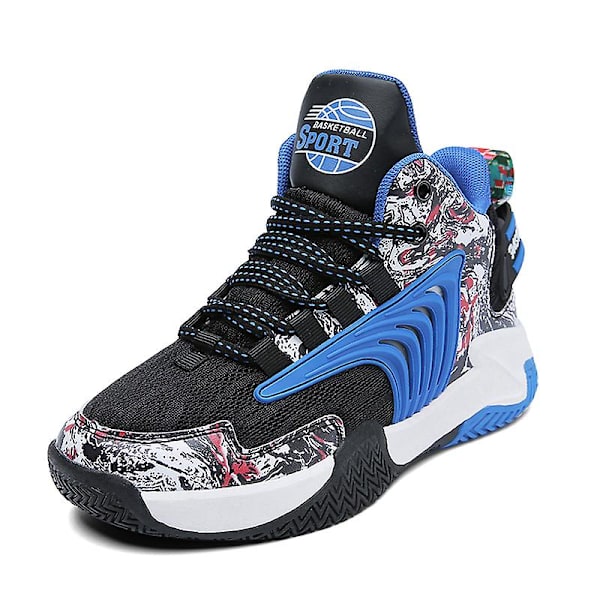 Pojkar Flickor Basketskor Mode Halkfria sneakers Andas Sportskor för barn 2L2222 BlackBlue 36