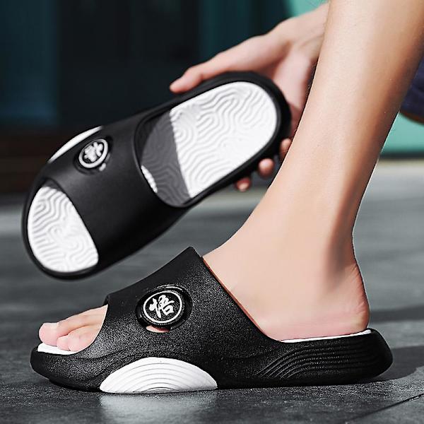 Män Kvinnor Strandtofflor Mode Sandaler Utomhus Halkfria inomhusskor XT666 BlackWhite 39-40