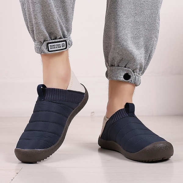 Herrtofflor Varma Vinterskor För Kvinnors Inomhushus Slip On Med Bomull Utomhus 2K6855 DarkBlue 37