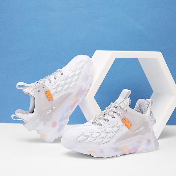 Barn Sneakers Pojkar Basketskor Halkfria Barn Sportskor 3Ba9016 White 34