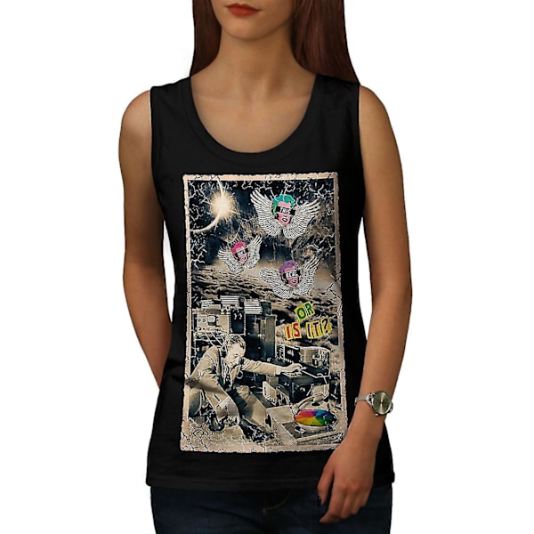 Not Real Life Dj Music Kvinnor Blacktank Top | Wellcoda M