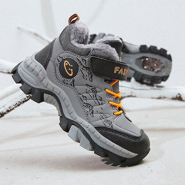 Pojkar Flick Sneakers Andas löparskor Barn Vinter Bomullsskor 833 Gray 34