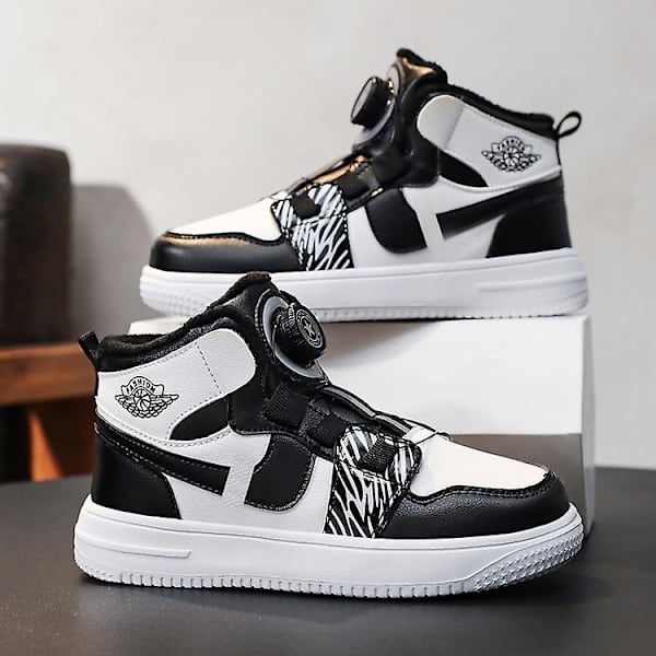 Sneakers för barn Löparskor med vridknapp Mode Pojkar Flickor Sportskor 2Lz708 BlackWhite 34