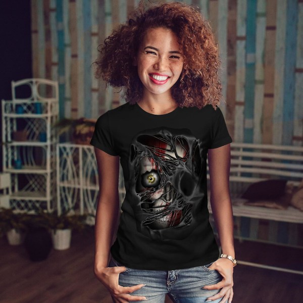 Eye Skeleton Rock Skull Women Blackt-shirt M