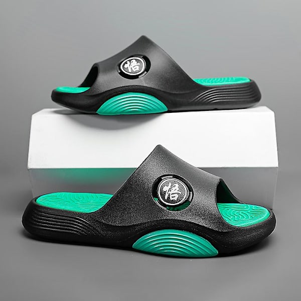 Män Kvinnor Strandtofflor Mode Sandaler Utomhus Halkfria inomhusskor XT666 BlackGreen 35-36