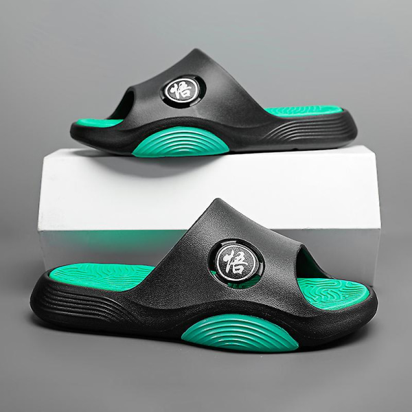Män Kvinnor Strandtofflor Mode Sandaler Utomhus Halkfria inomhusskor XT666 BlackGreen 43-44