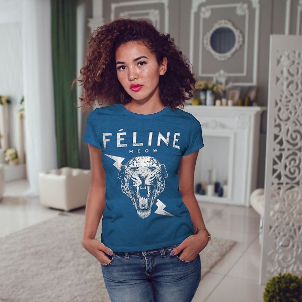 Tiger Face Cool Animal Women Royal Bluet-shirt M