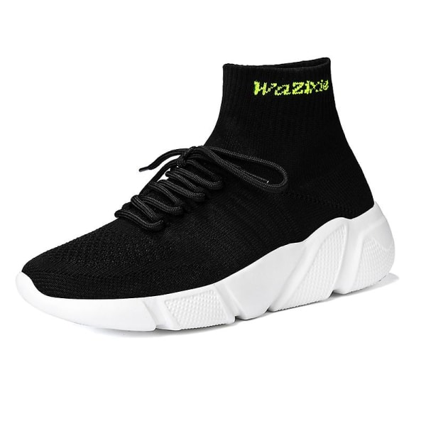 Sneakers för flugvävning för män Andas löparskor Mode sportskor 3A7025 BlackWhite 42