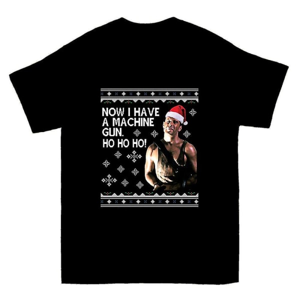 Die Hard Ho Ho Ho Machine Gun Julstickad T-shirt L