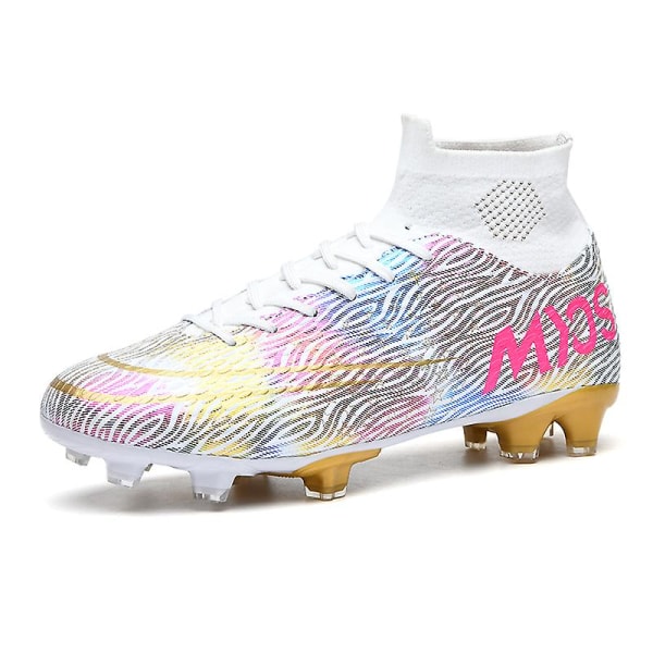 Fotbollsskor för män Halkfria fotbollsskor Klossar Gräs Fotbollssneakers Yj332A White 38