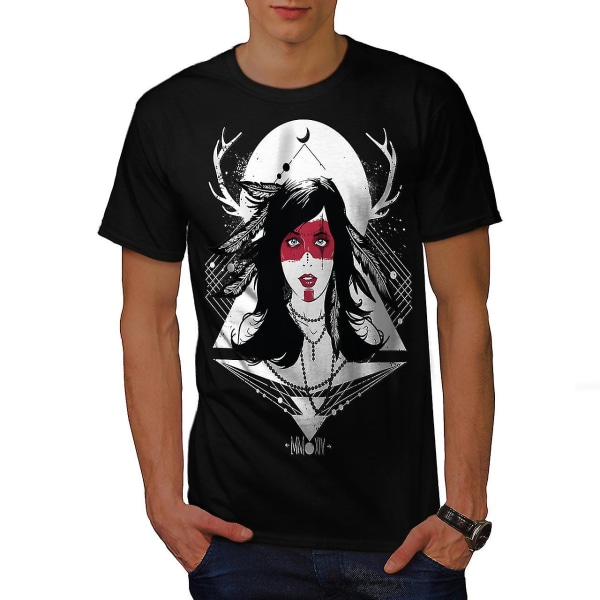 Girl Nature Face Mode Män Blackt-shirt M