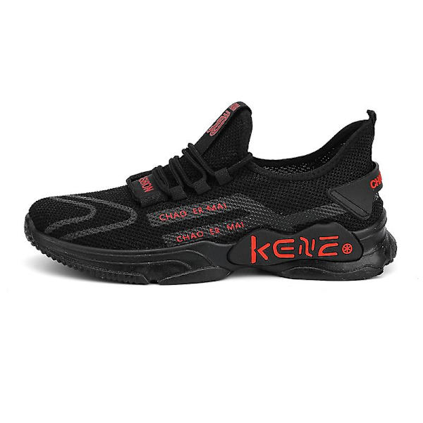 Herrsneakers löptennisskor Lättviktsventilerande Sport Athletic 3Dk219 BlackRed 43