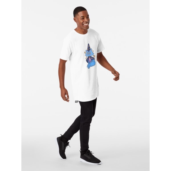 Magisk blå kattunge med cap och cape Lång T-shirt White M_Front