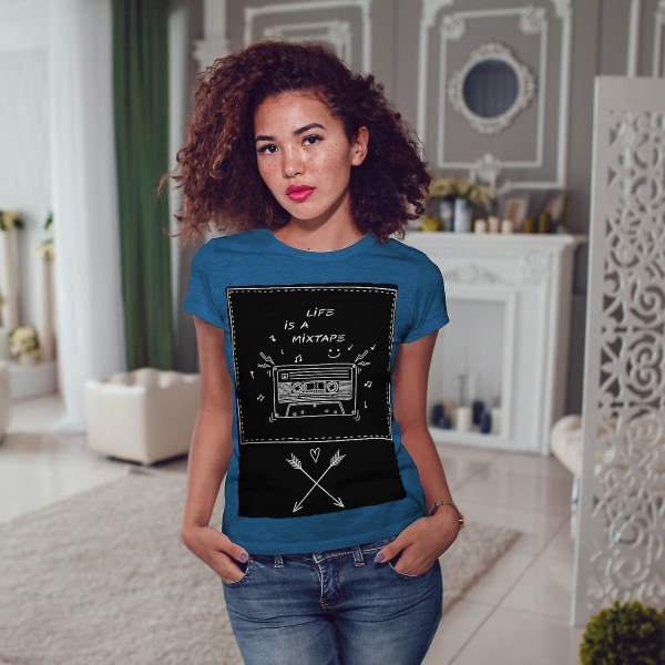 Life Is Mixtape Art Kunglig T-shirt för kvinnor S