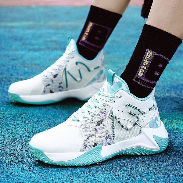 Basketskor för män Mode Halkfria sneakers Andas sportskor G011 White 41