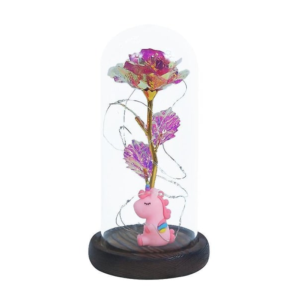 Konstgjord Eternal Rose Lamp Glödande Eternal Flower Dekoration I LED Lamp Glas Cover (lila)