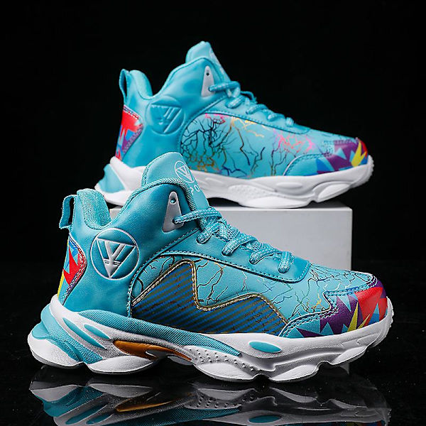 Barn basketskor Mode halkfria sneakers Andas sportskor 100 Cyan 35