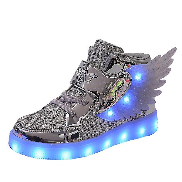 Barn Led Light Skor Pojkar Flickor Sneakers Löparskor 2Dh618 Silver 34