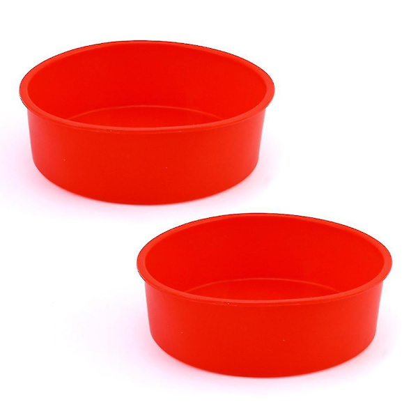 Rund form silikon 8 tums kakform, rund form set om 2, non-stick bakform, Reusa
