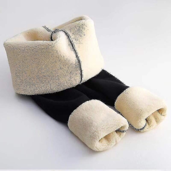 Vinter sherpa fleecefodrade leggings för kvinnor, hög midja Stretchiga tjocka kashmir leggings plysch varma thermal black 4XL