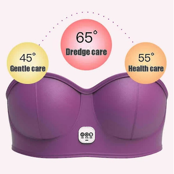 Röd/lila BH Vibrationsbröstmassager USB Elektrisk Bröstvibrationsmassager Värmestimulator Tillväxtförstoring Booster Bröst purple