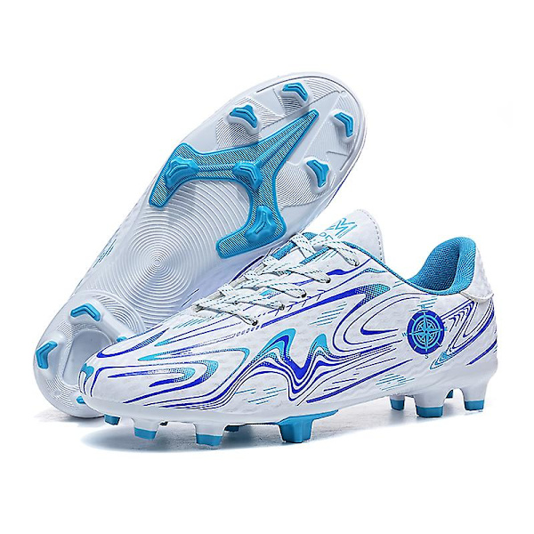 Pojkar Flickor Fotbollsskor Halkfria fotbollsskor Klossar Gräs Fotbollssneakers för barn 2Kr158 WhiteBlue 40