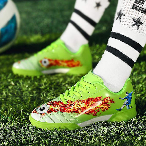 Fotbollsskor för barn Halkfria fotbollsskor Klossar Gräs Fotbollssneakers Yj681 Green 36