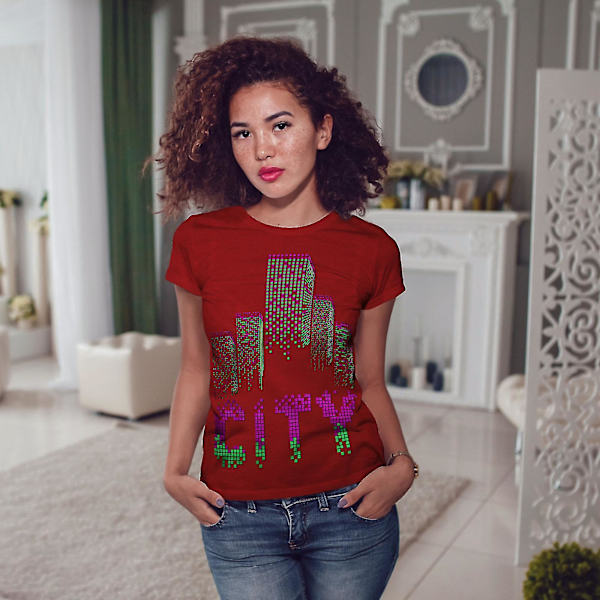 City Print T-shirt för kvinnor M