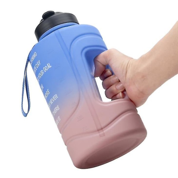 2,2 l motiverande vattenflaska med bred mun, portabel sportflaska med gradient orange green