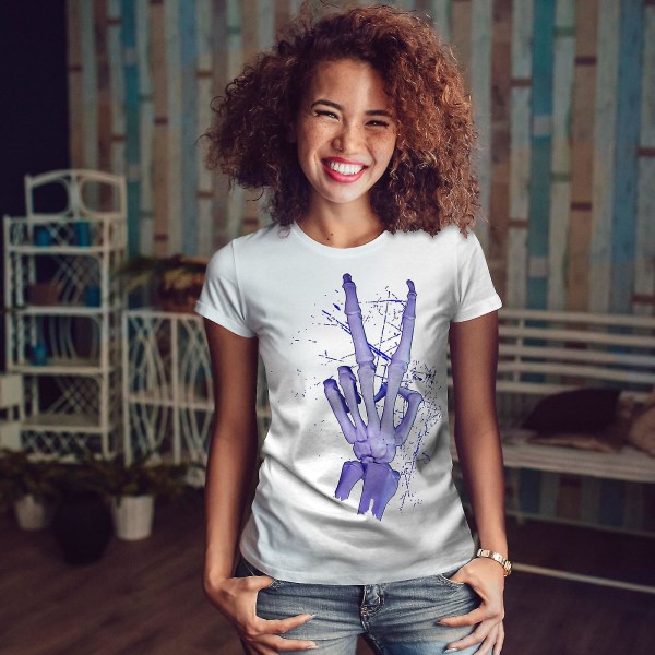 Skeleton Peace Cool T-shirt för kvinnor L