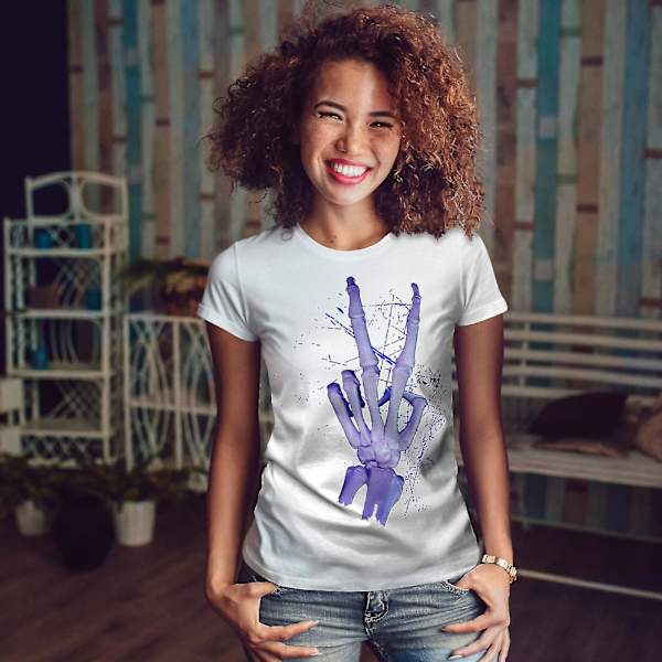 Skeleton Peace Cool T-shirt för kvinnor M