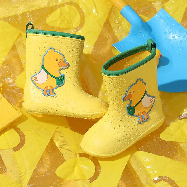 Regnstövlar för barn Vattentäta skor för pojkar, flickor 2D202 Yellow 18