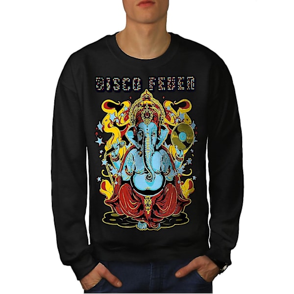 Disco Fever Elephant Men Blacksweatshirt M