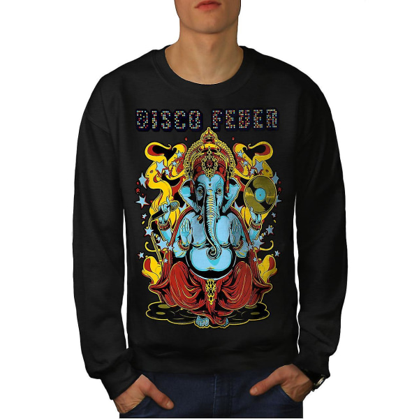 Disco Fever Elephant Men Blacksweatshirt S