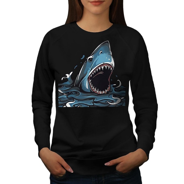Shark Jaws Skrämmande djur Kvinnor Blacksweatshirt | Wellcoda S