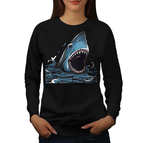 Shark Jaws Skrämmande djur Kvinnor Blacksweatshirt | Wellcoda XL