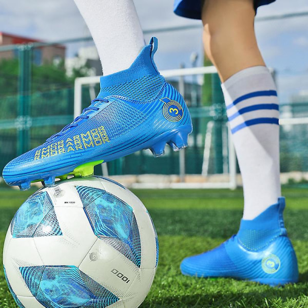 Fotbollsskor för män Halkfria fotbollsskor för herr, Gräs Fotbollssneakers 2K4000 Blue 40