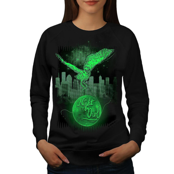 Owl Night City Animal Women Blacksweatshirt L