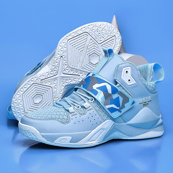 Basketskor för män Träningssneakers High-Top Sportskor 835 LightBlue 39