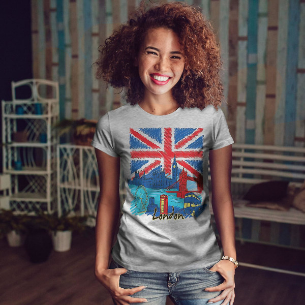 England London Flag Women Greyt-shirt S