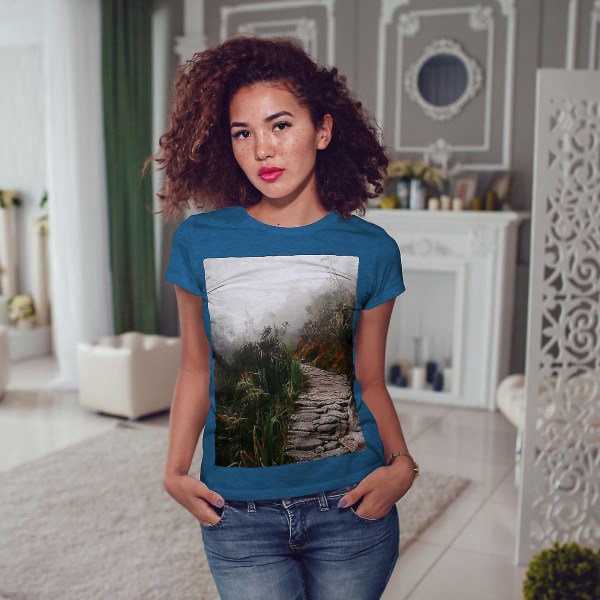 Fog Pathway Foto Kunglig T-shirt för kvinnor S